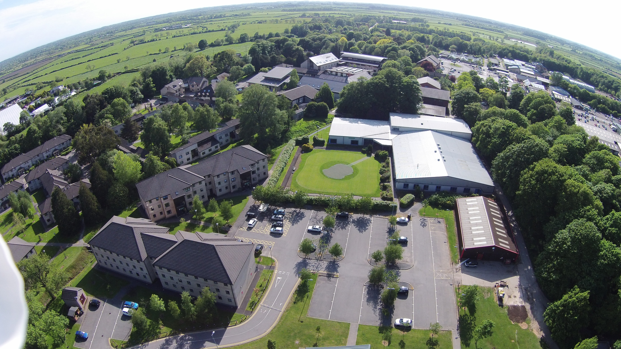Aerial shot of Myerscough College's Preston campus