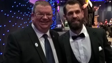 David Singleton with actor and farmer, Kelvin Fletcher