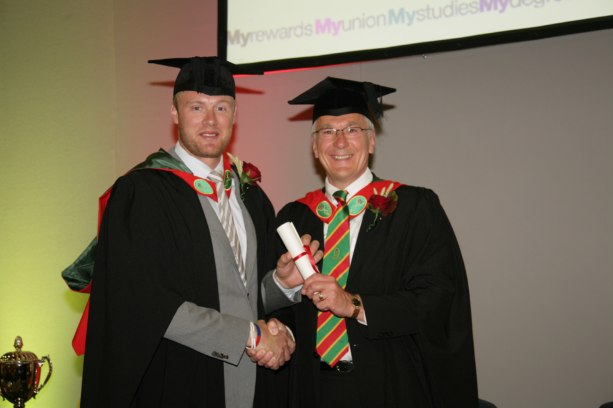 Andrew Flintoff receives his fellowship from Myerscough College