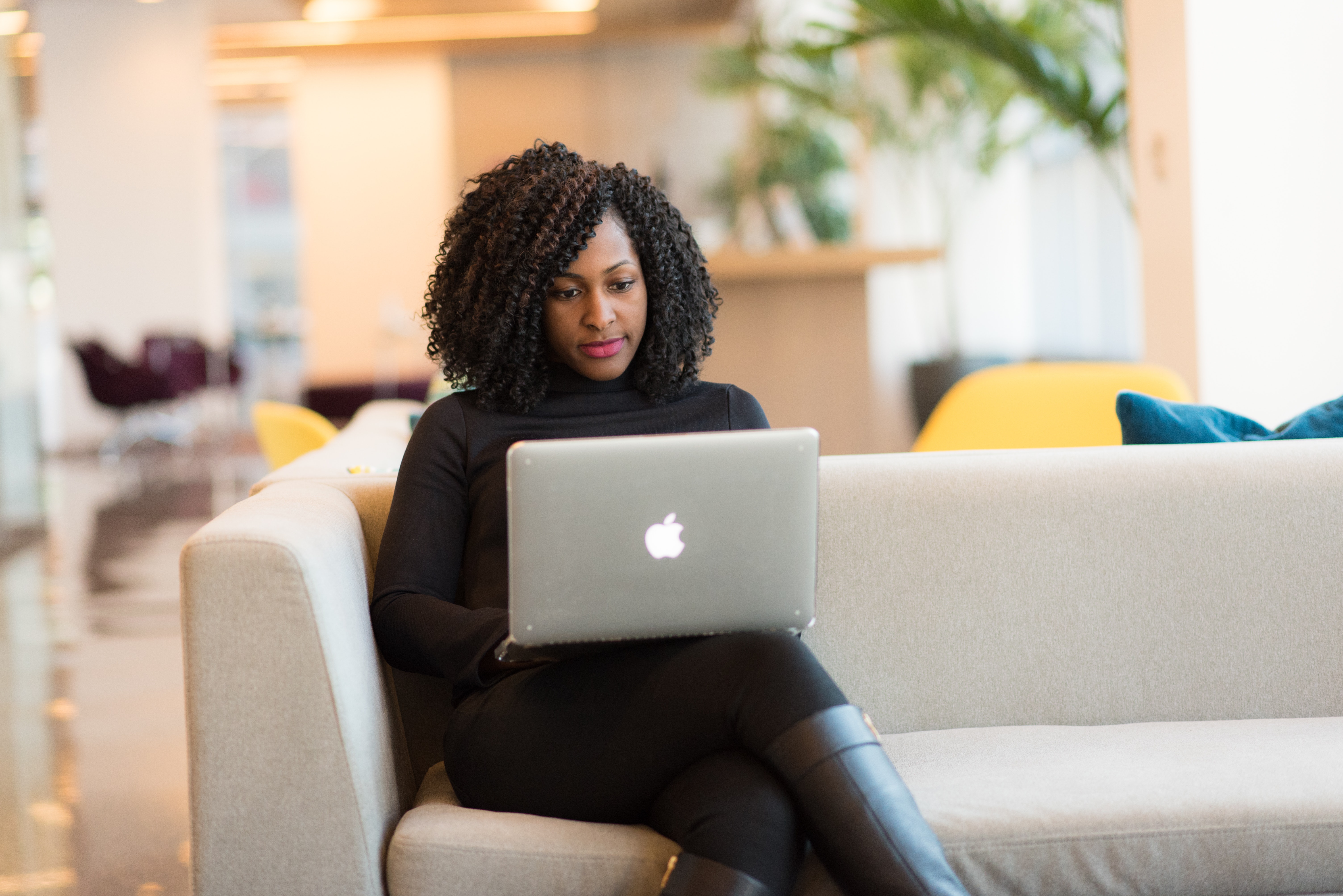 Woman studying on a laptop