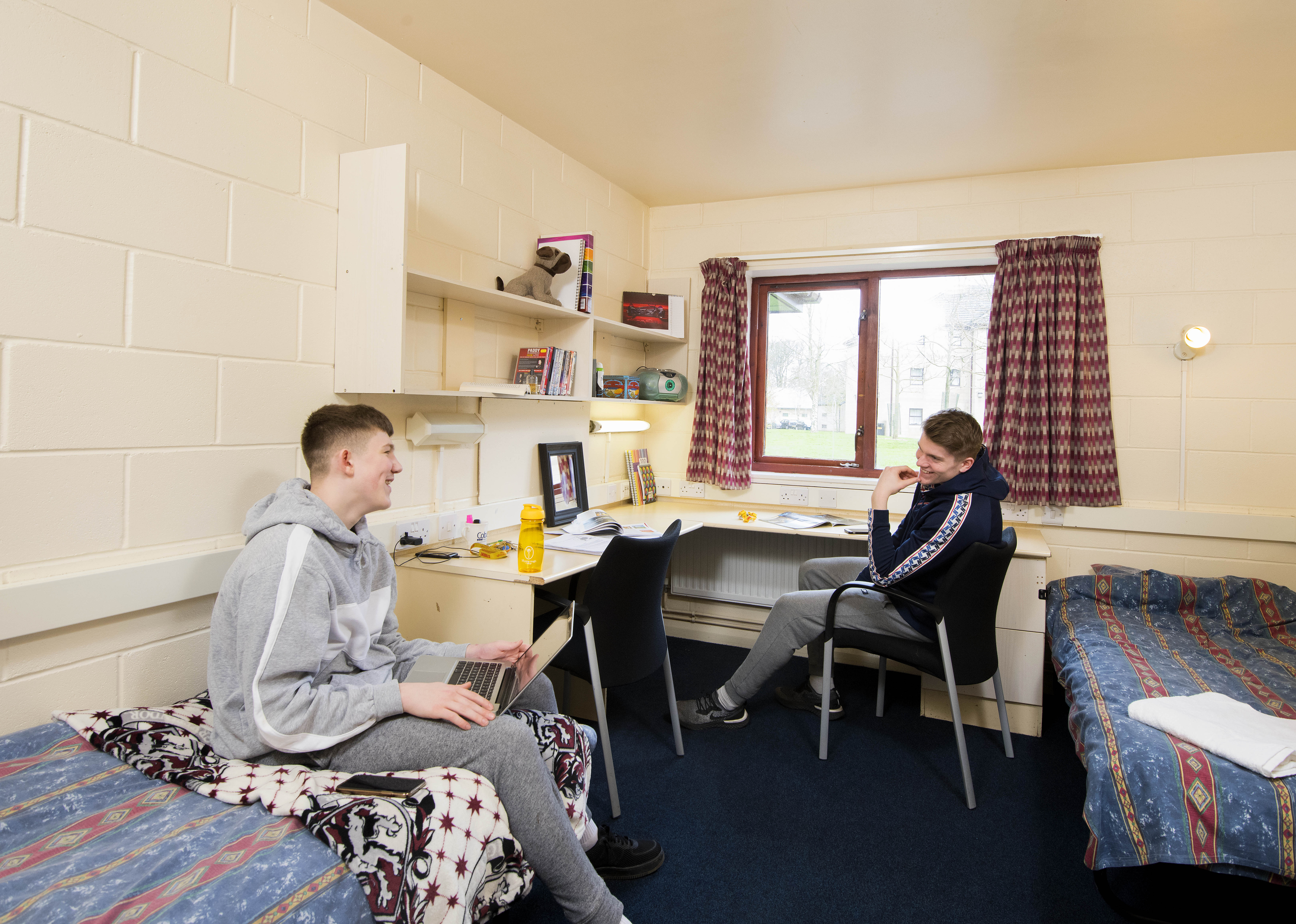 Two Myerscough College students in halls of residence student accommodation at the Preston Campus