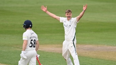 Ben Gibbon making his first class debut (Credit: Worcestershire CCC)