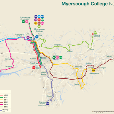 Myerscough College Bus Route Map