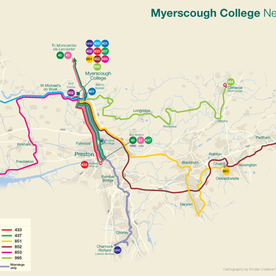 Myerscough College Bus Route Map